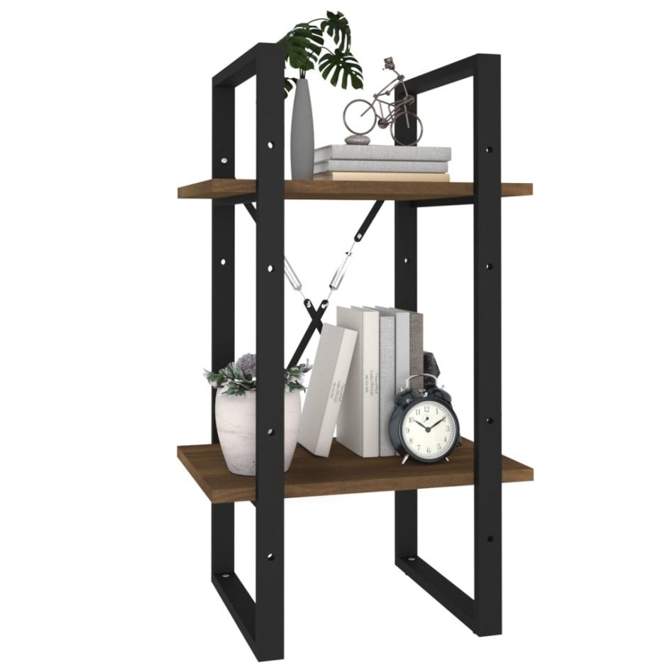 Estantería 2 niveles madera marrón roble 40x30x70