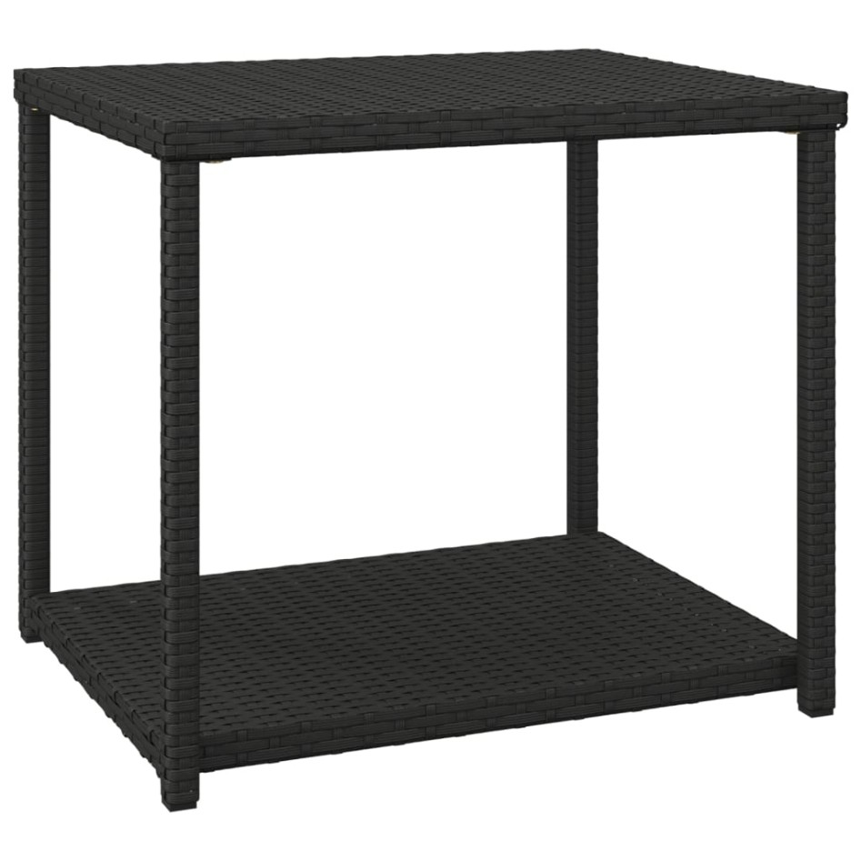 Mesa auxiliar ratán sintético negro 55x45x49