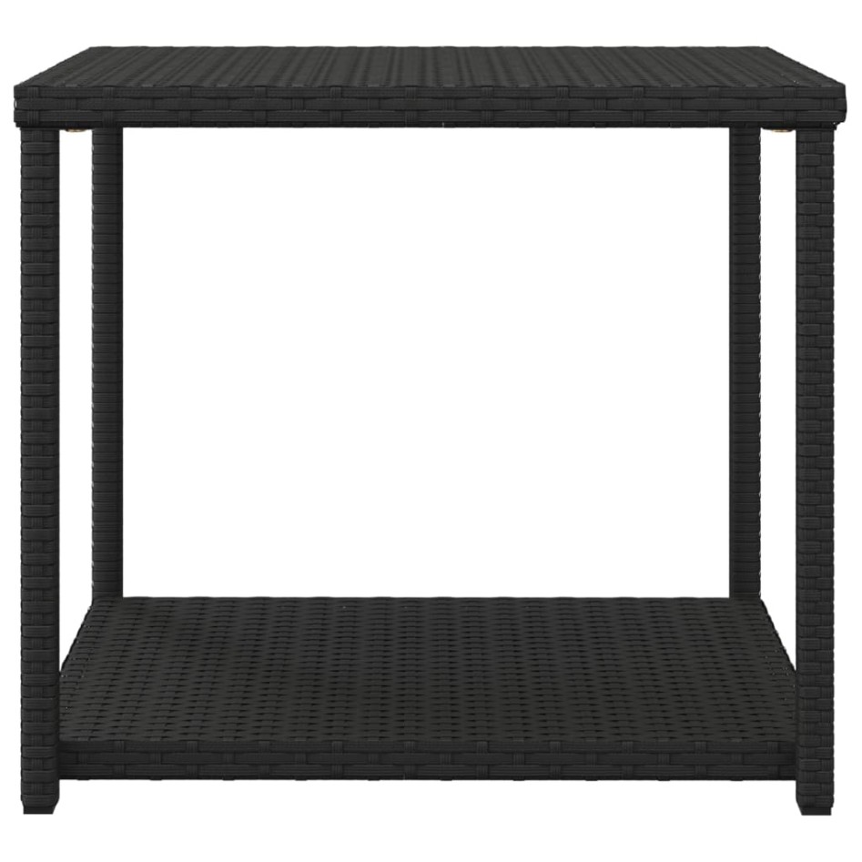 Mesa auxiliar ratán sintético negro 55x45x49
