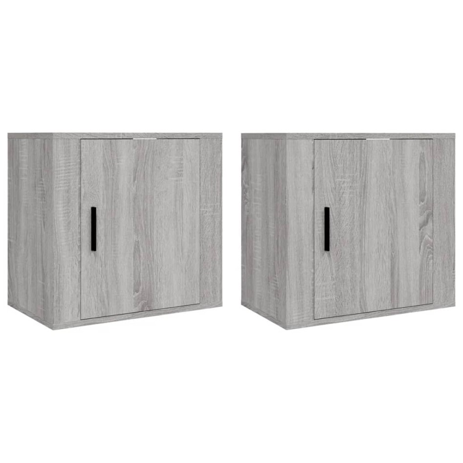 Mesitas de noche de pared 2 uds gris Sonoma 50x30x47