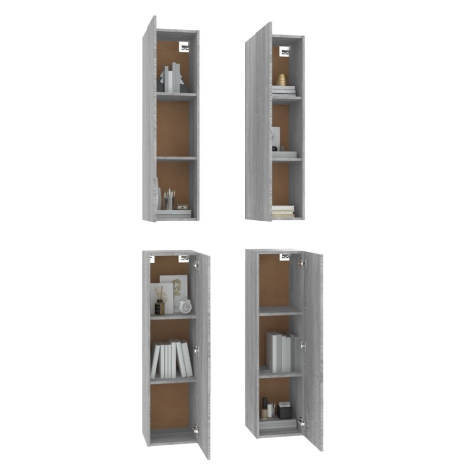 Muebles TV 4 uds madera contrachapada gris Sonoma