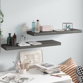 Estante flotante de pared 2 uds MDF gris brillo 80x23,5x3,8