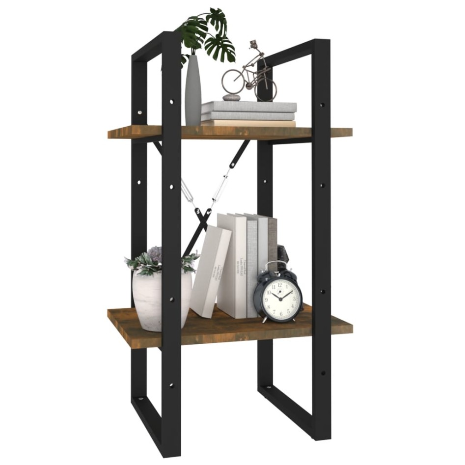 Estantería 2 niveles contrachapada roble ahumado 40x30x70