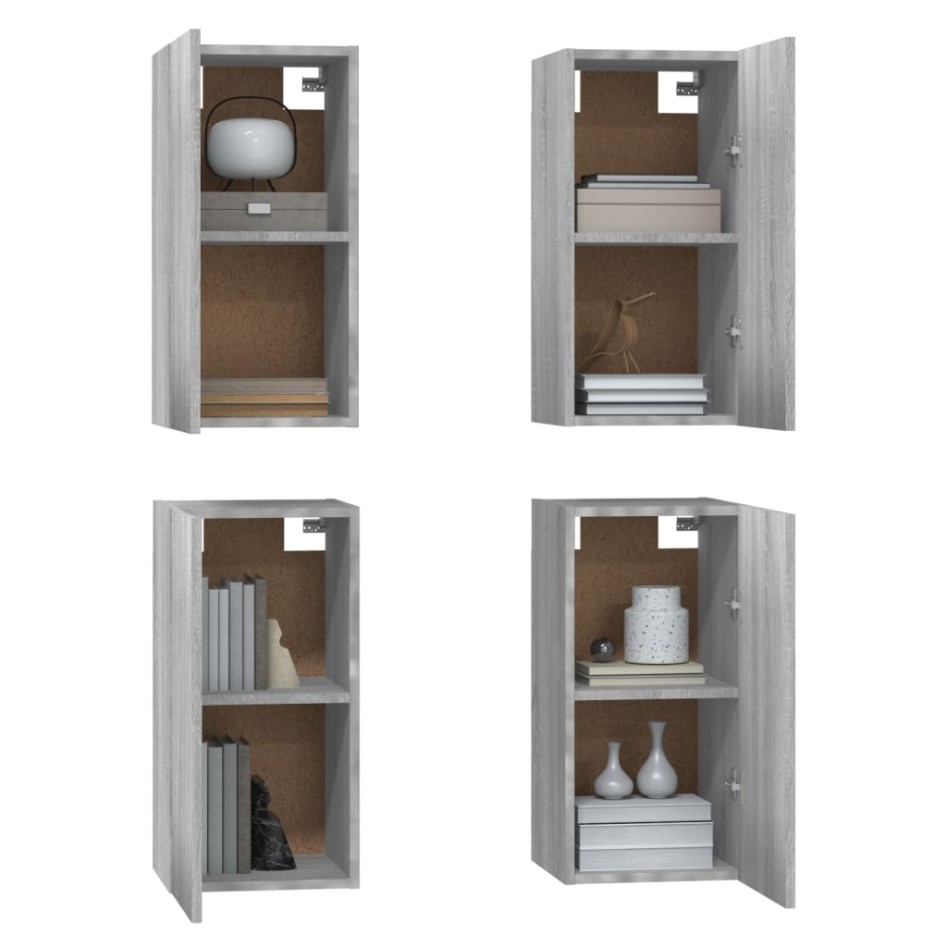 Muebles TV 4 uds madera contrachapada gris Sonoma 30,5x30x60