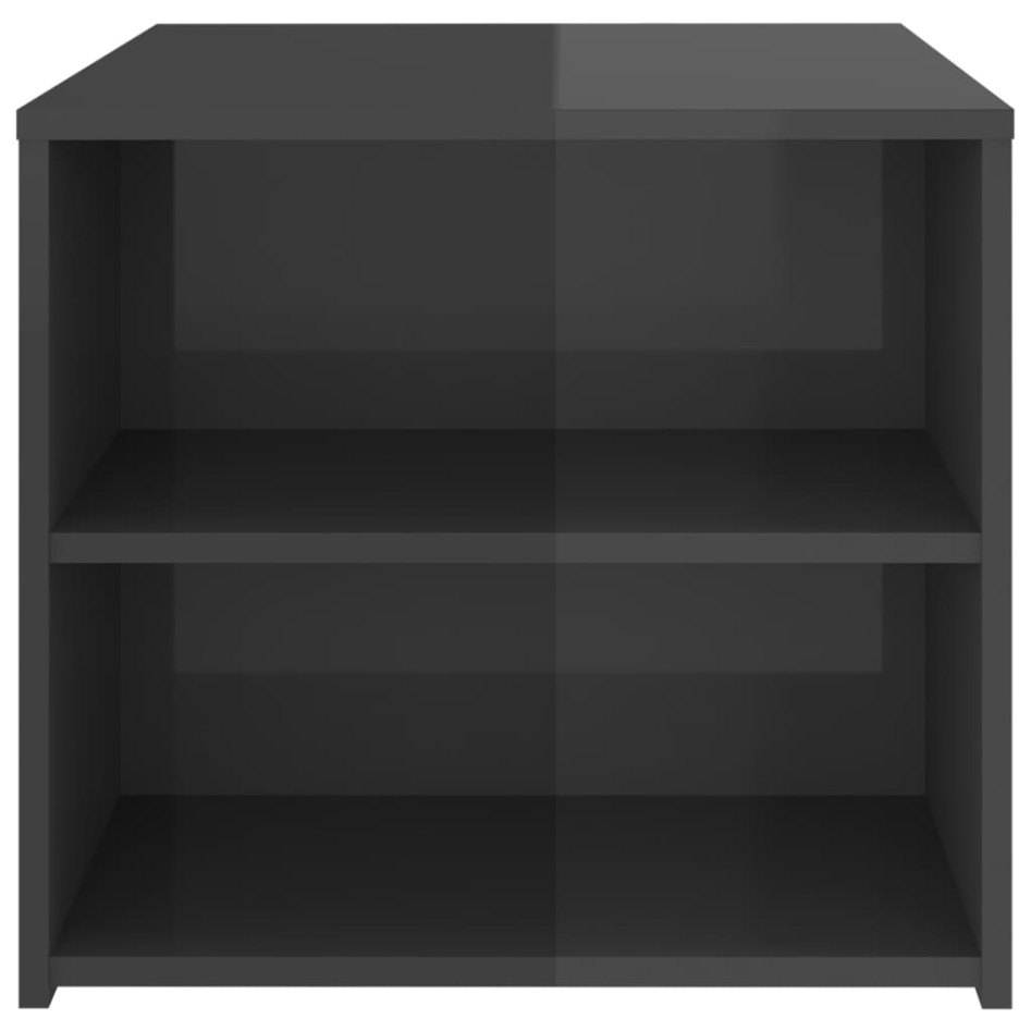 Mesa auxiliar madera contrachapada gris brillante 50x50x45