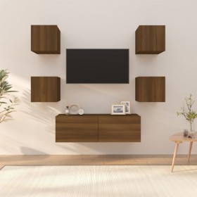 Juego de muebles de pared para TV contrachapado roble