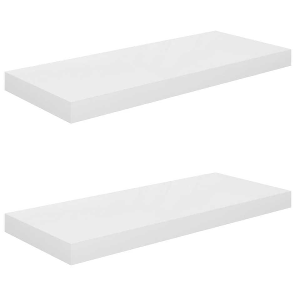 Estante flotante de pared 2 uds MDF blanco brillo