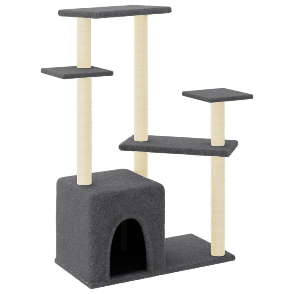 Rascador para gatos con postes de sisal gris oscuro 107,5