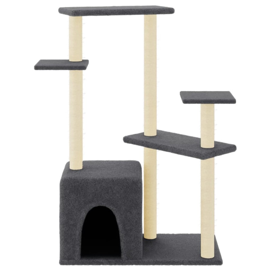 Rascador para gatos con postes de sisal gris oscuro 107,5