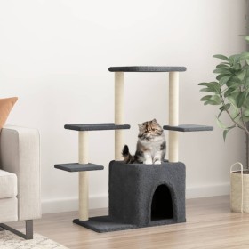 Rascador para gatos con postes de sisal gris oscuro 97,5