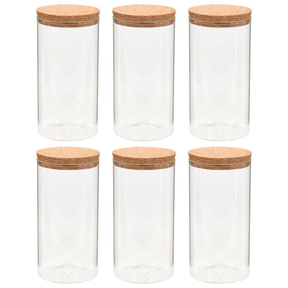 Tarros de almacenaje con tapa de corcho 6 unidades 1400