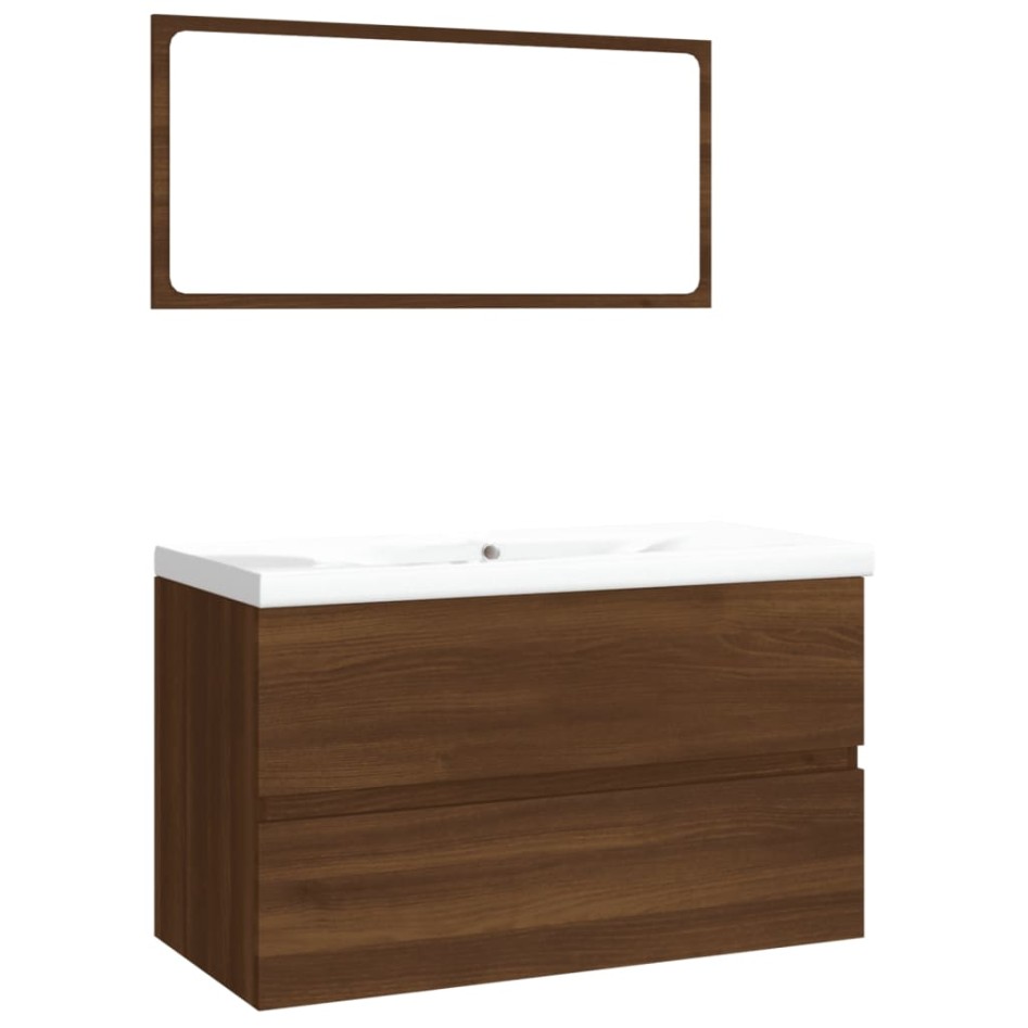 Set de muebles de baño madera contrachapada marrón