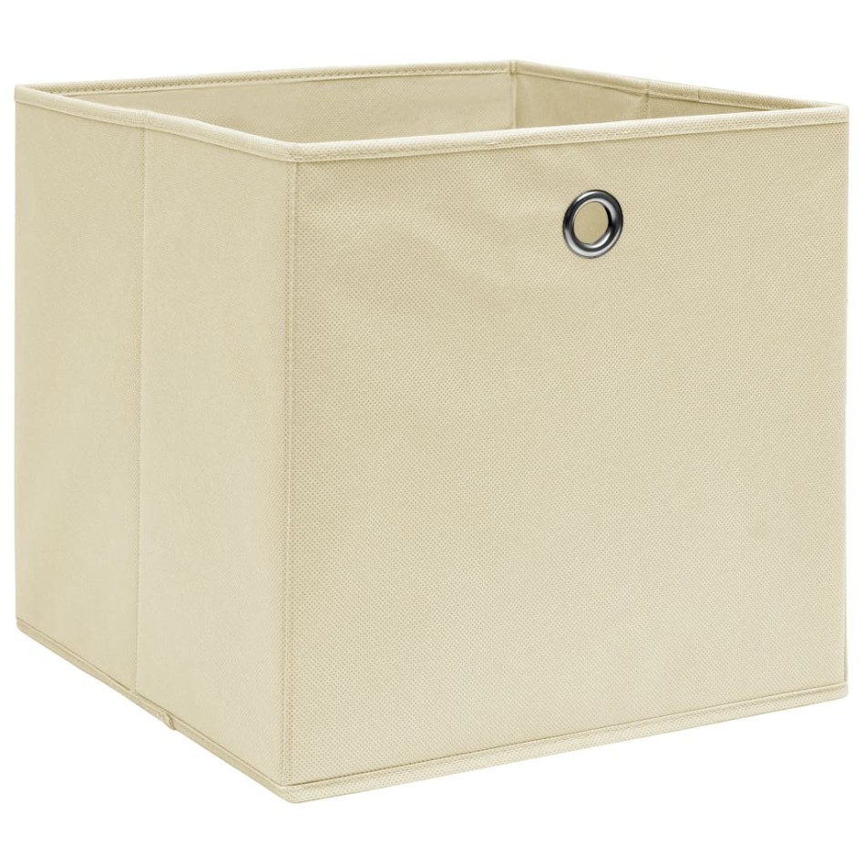 Cajas de almacenaje 10 uds tela crema 32x32x32