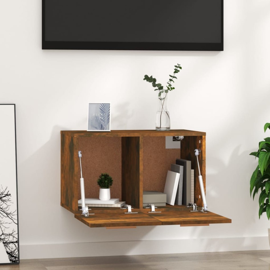 Armario de pared madera ingeniería roble ahumado 60x36,5x35