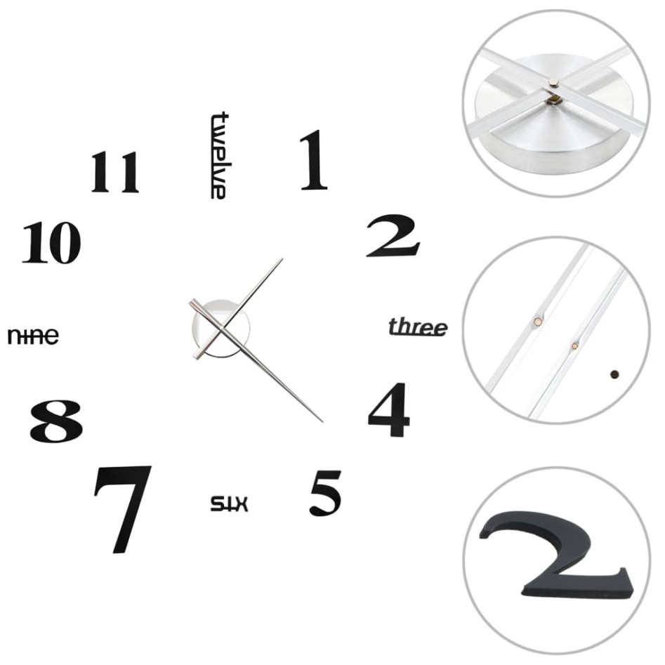Reloj 3D de pared con diseño moderno 100 cm XXL