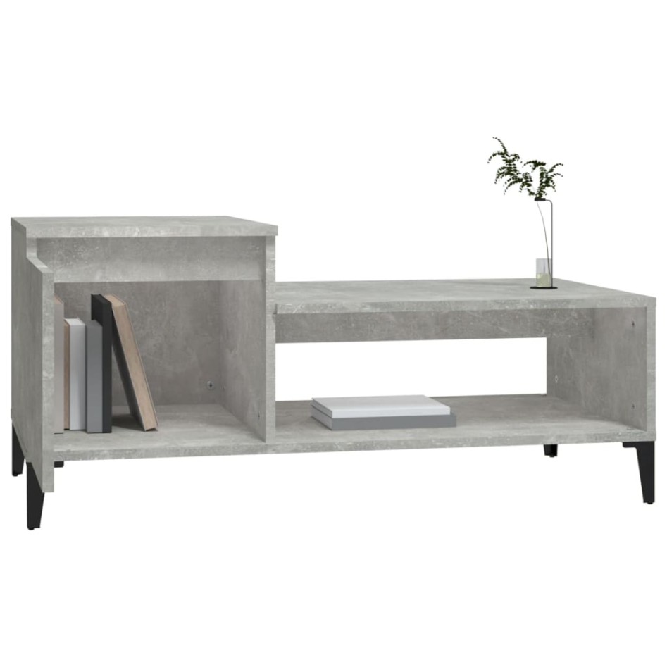 Mesa de centro madera contrachapada gris hormigón 100x50x45