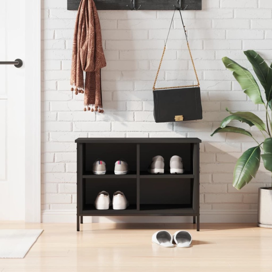 Zapatero madera de ingeniería negro 69x35x50