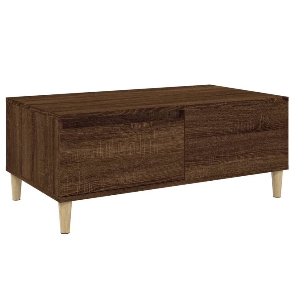Mesa de centro madera contrachapada marrón roble 90x50x36,5