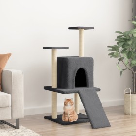 Rascador para gatos con postes de sisal gris oscuro 110