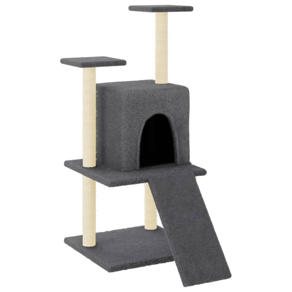 Rascador para gatos con postes de sisal gris oscuro 110
