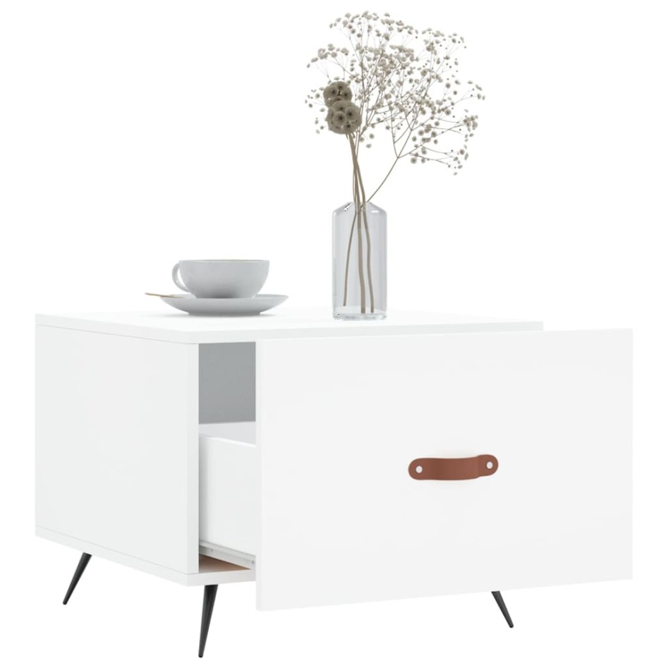 Mesa de centro madera de ingeniería blanca 50x50x40