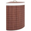 Cesto para la ropa sucia de esquina bambú marrón 60 L