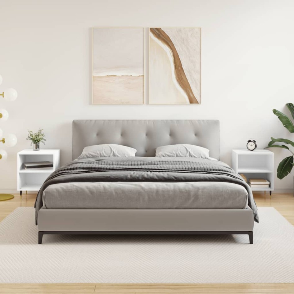 Mesitas de noche 2 uds madera de ingeniería blanco 40x30x50