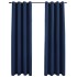 Cortinas opacas con anillas de metal 2 uds azul 140x225
