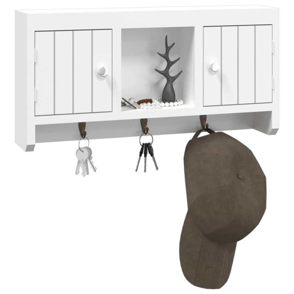 Armario para llaves blanco contrachapada y acero 40x8,5x20