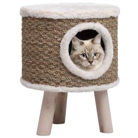 Casa para gatos con patas de madera 41 cm hierba
