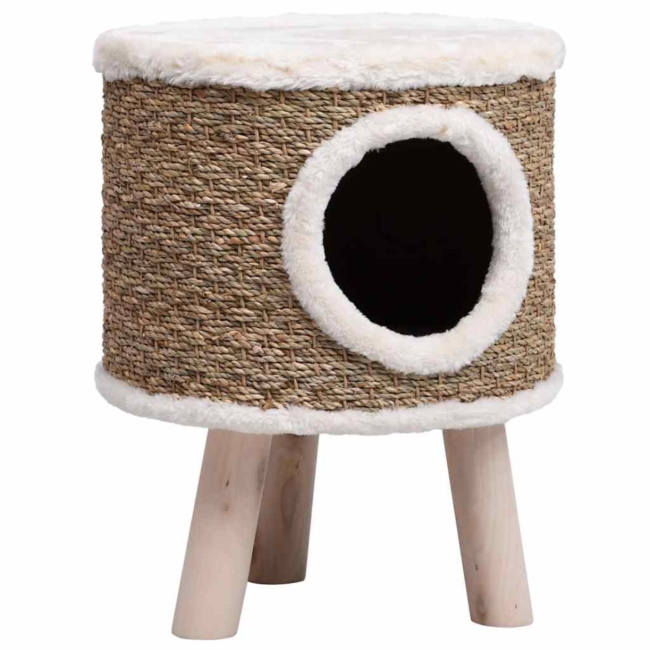 Casa para gatos con patas de madera 41 cm hierba