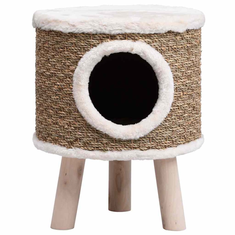 Casa para gatos con patas de madera 41 cm hierba