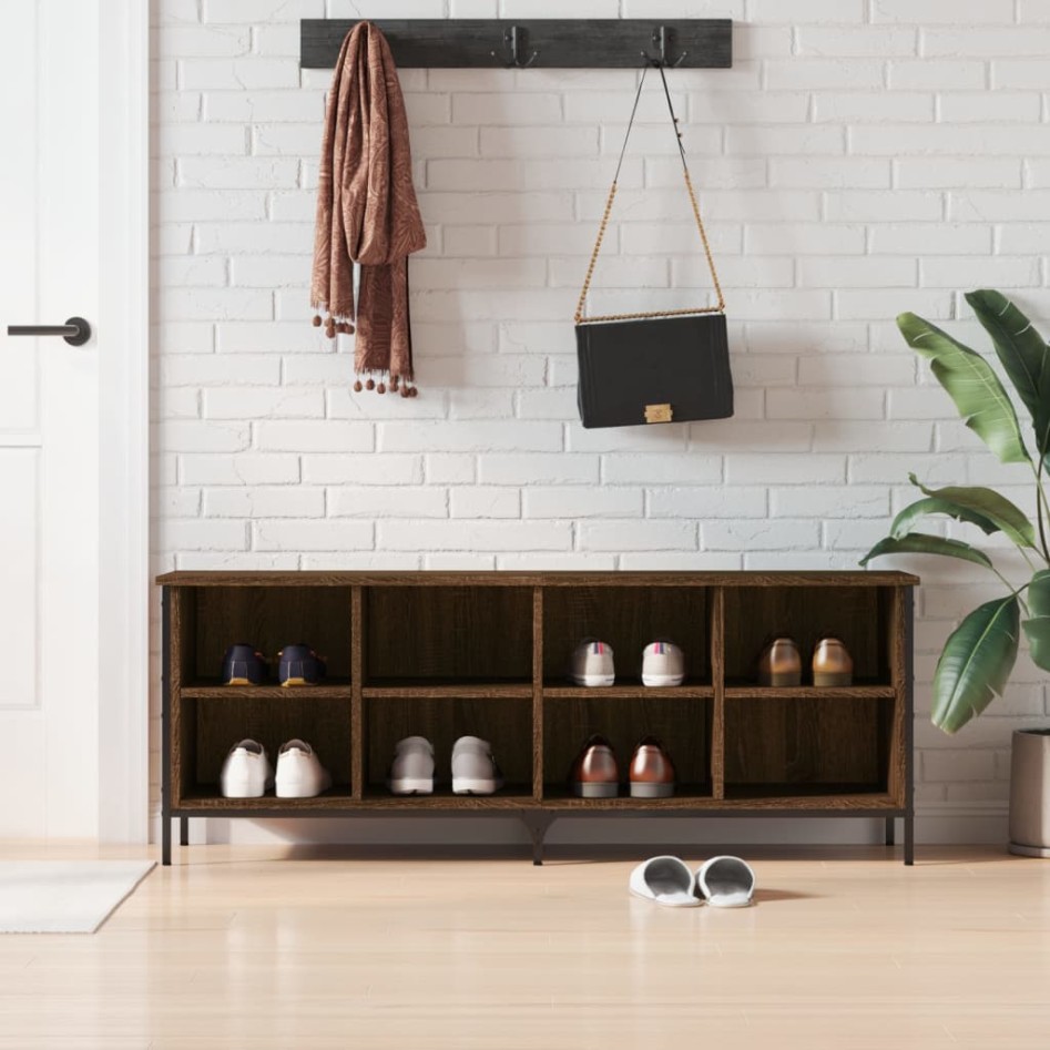 Zapatero madera de ingeniería marrón roble 131x35x50