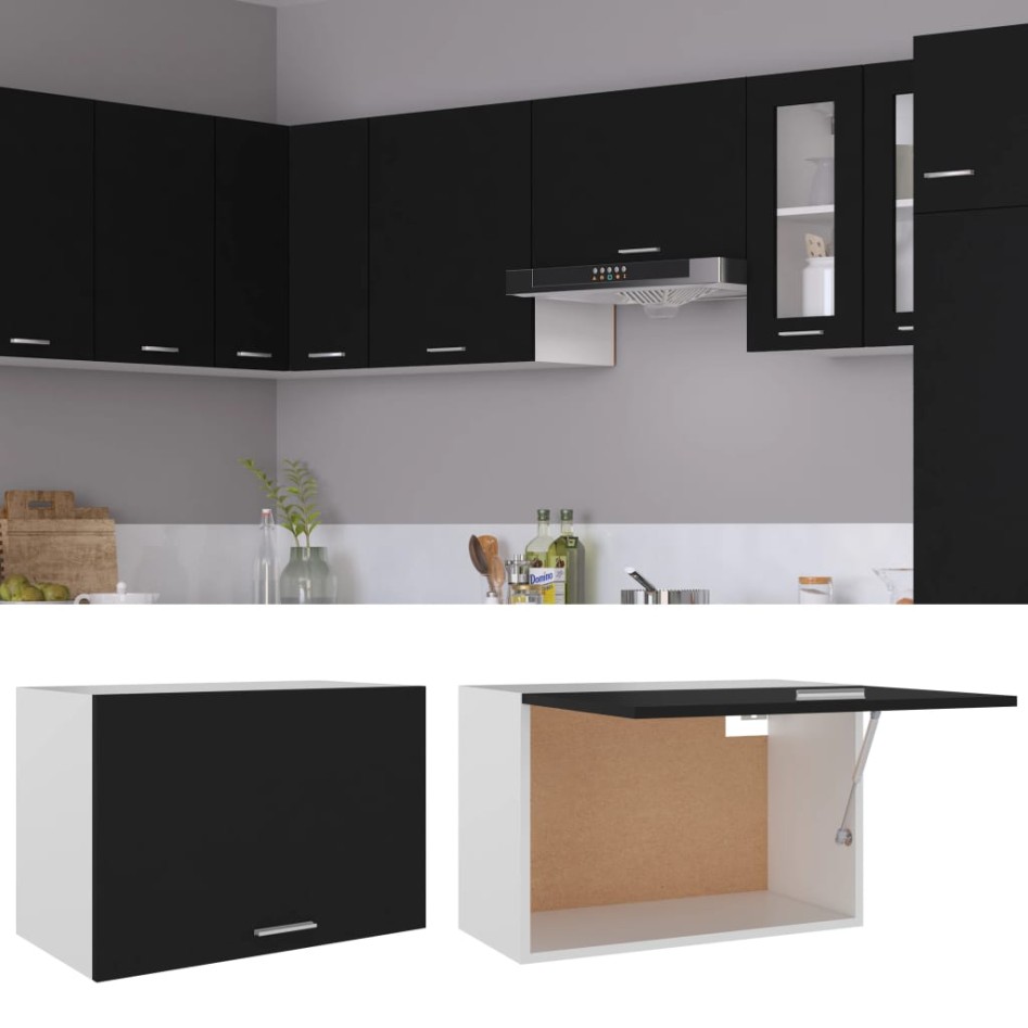 Armario colgante de cocina contrachapada negro 60x31x40