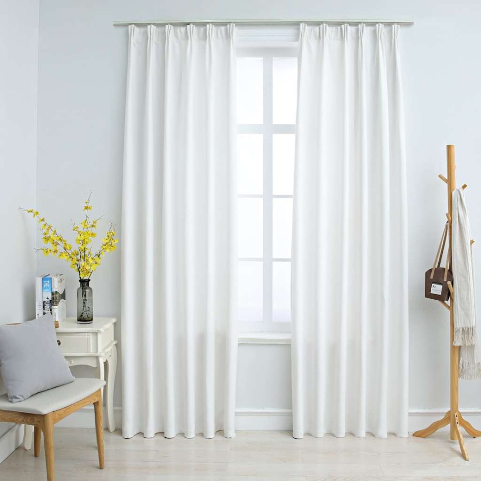 Cortinas opacas con ganchos 2 piezas blanco crudo 140x245