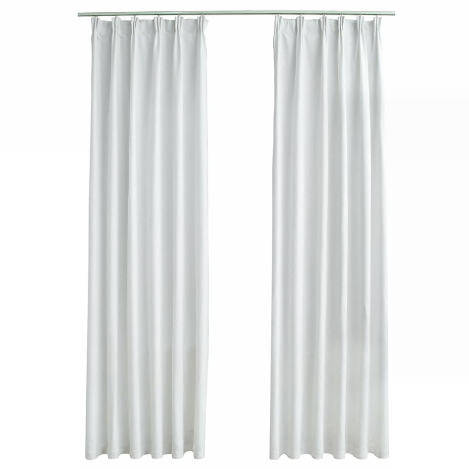 Cortinas opacas con ganchos 2 piezas blanco crudo 140x245