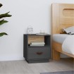 Mesita de noche madera maciza de pino gris 40x34x45 cm