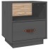 Mesita de noche madera maciza de pino gris 40x34x45