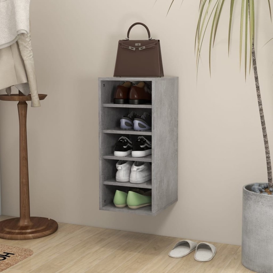 Mueble zapatero madera contrachapada gris hormigón