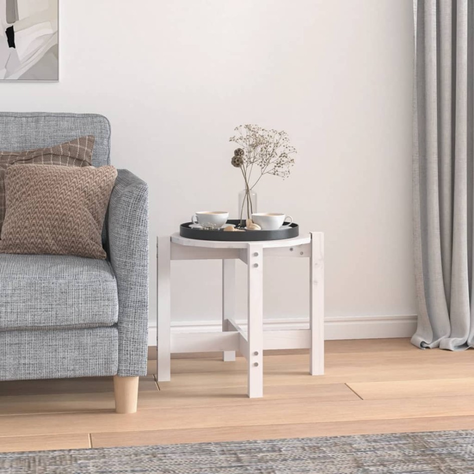 Mesa de centro de madera maciza de pino blanco Ø52,5x45