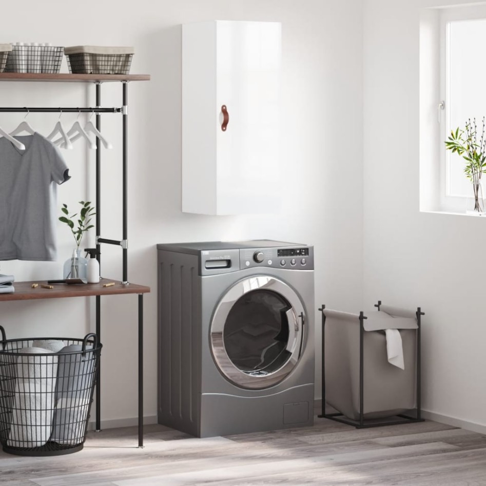 Armario de pared blanco brillante 34,5x34x90