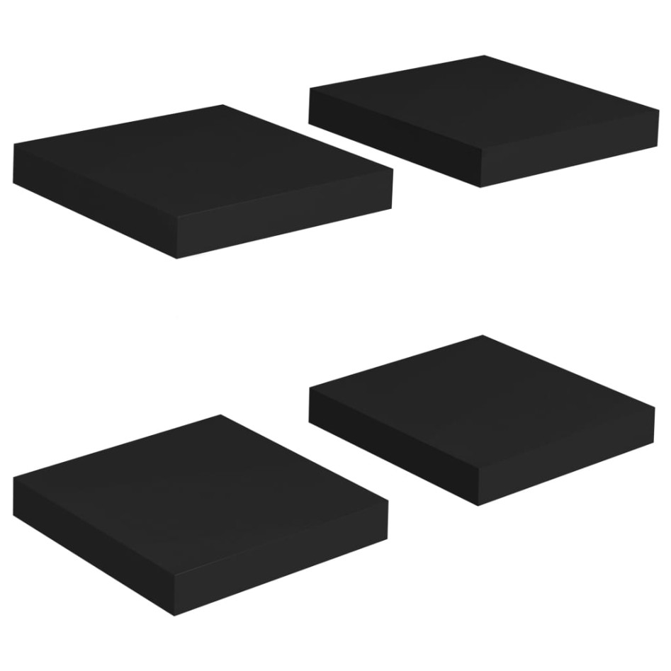 Estantes flotantes de pared 4 uds MDF negro 23x23,5x3,8