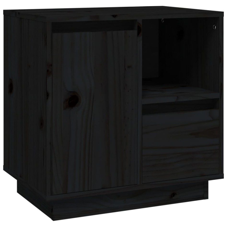 Mesita de noche madera maciza de pino negro 50x34x50