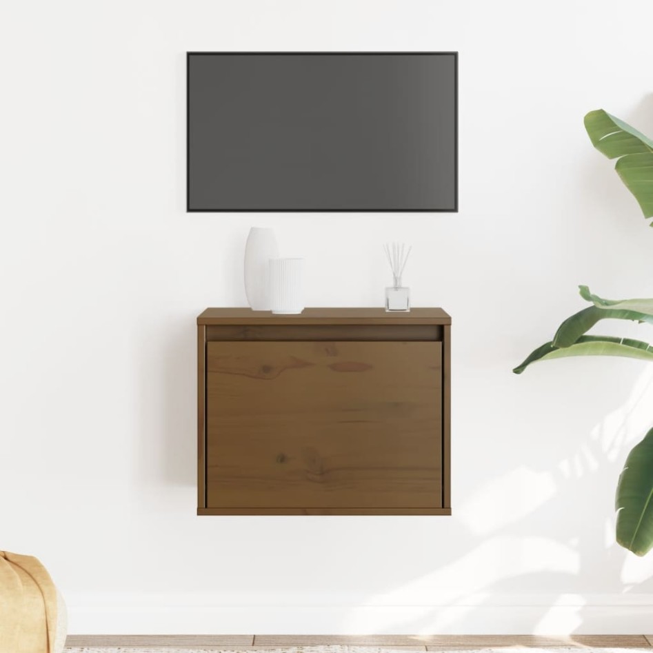 Armario de pared madera maciza de pino marrón miel 45x30x35