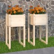 Jardinera 2 unidades madera maciza de pino 40x40x81 cm