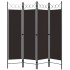 Biombo divisor de 4 paneles marrón 160x180