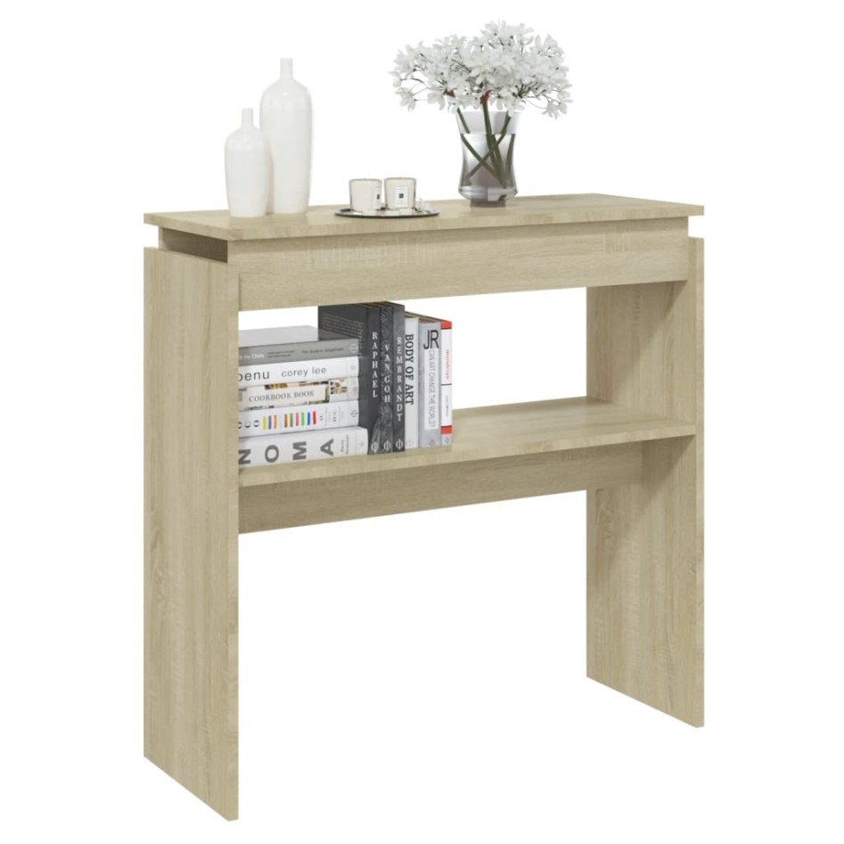 Mesa consola madera contrachapada roble Sonoma 80x30x80