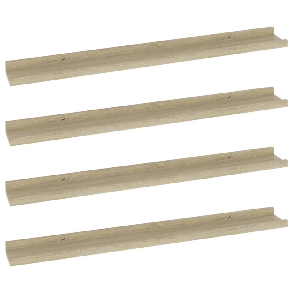Estantes de pared 4 unidades roble Sonoma 80x9x3