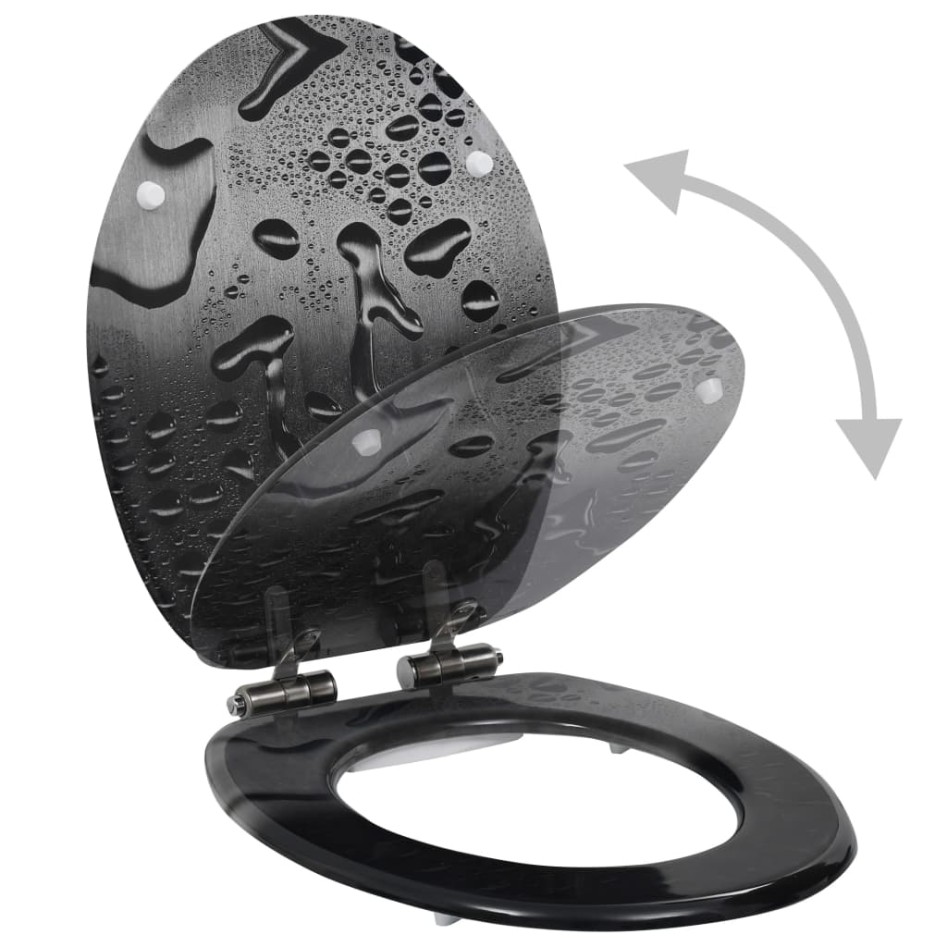 Asiento WC con tapa de cierre suave MDF diseño gotas de