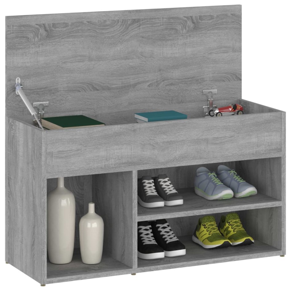 Banco zapatero madera contrachapada gris Sonoma 80x30x45